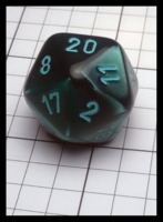 Dice : Dice - 20D - Green Iridescent with Aqua Numerals - eBay June 2016